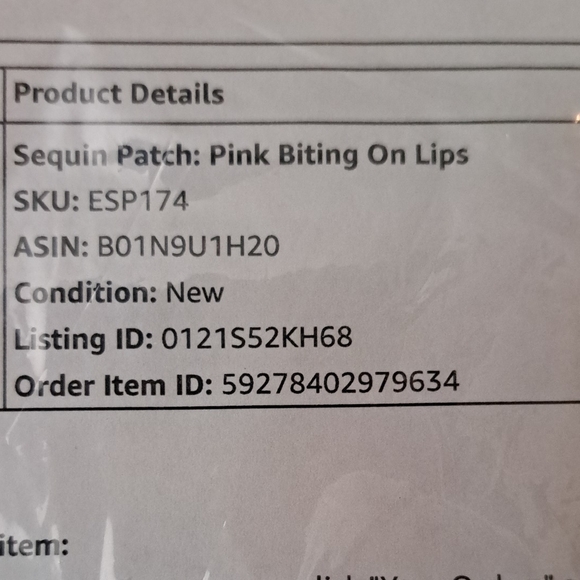 MHY Trading Sequin Patch: Pink Biting On Lips - Picture 4 of 4